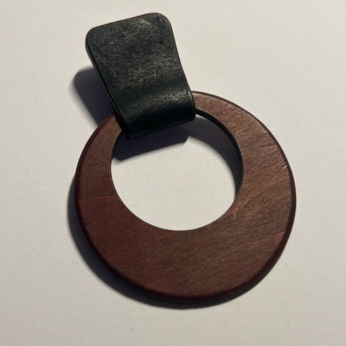 Handmade wood and leather statement mono-earring like new