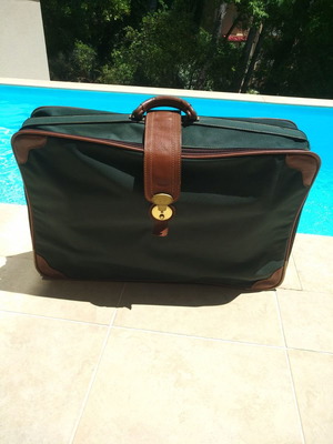 Vintage suitcase from France used with luxury waterproof fabric and leather