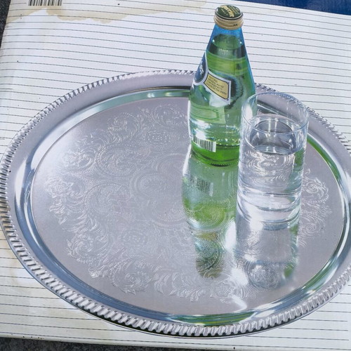 Aluminum serving tray new with vintage designs 35cm