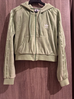 Adidas crop suede jacket light green M like new