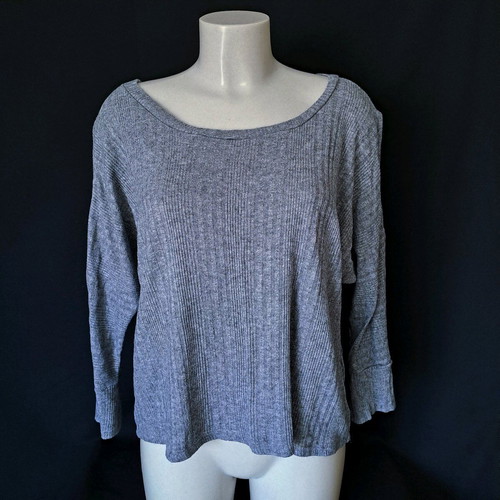Knitted 3/4 sleeve blouse used, gray, size L