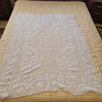 Handmade white rectangular tablecloth new 110x145
