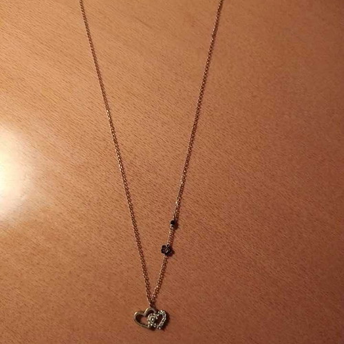 Silver necklace hearts 925 with zirconia new