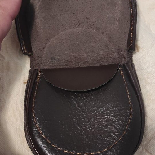 Coin purse used, dark brown leather