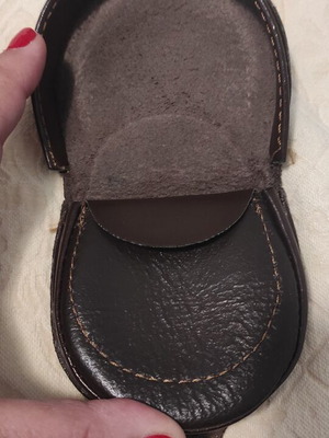 Coin purse used, dark brown leather