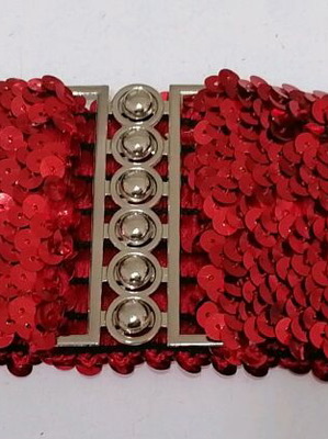 Women's red elastic belt with sequins new