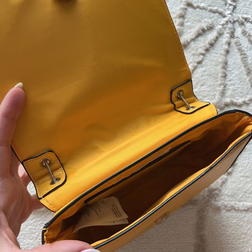 H&M yellow shoulder bag with metal chain used