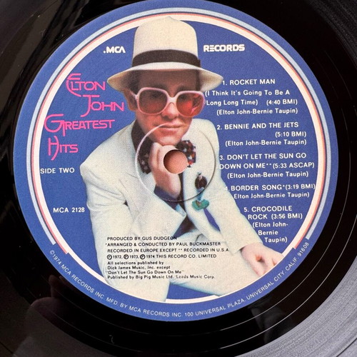 Elton John Greatest Hits vinyl record used, rock genre