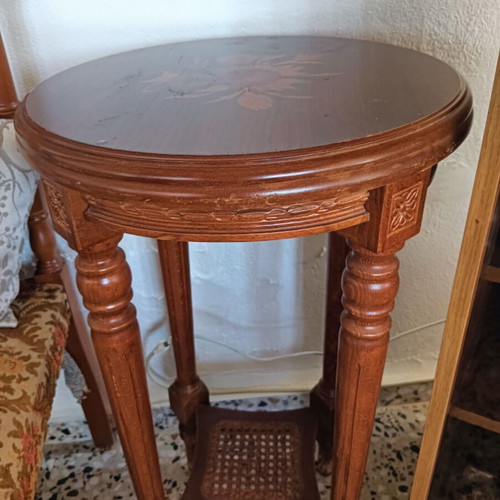 Vintage tall round table and entrance cabinet