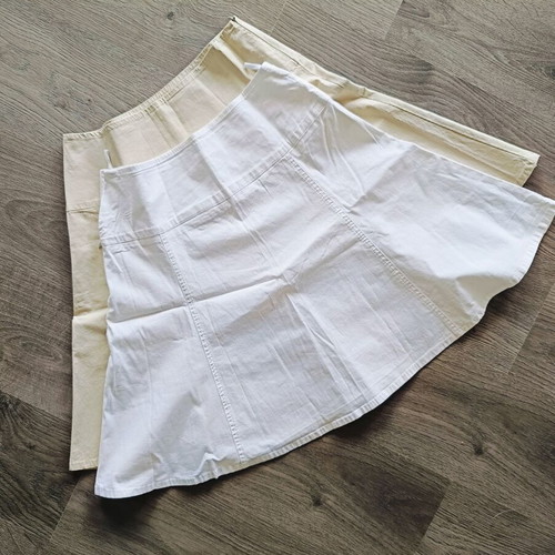 A-line skirts new, size M, cotton with lycra, white and beige