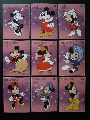 Minnie Mouse Stamp Set Thru The Years 1997, mint condition