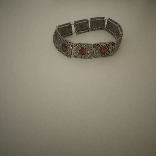 Women's vintage bracelet with red stones