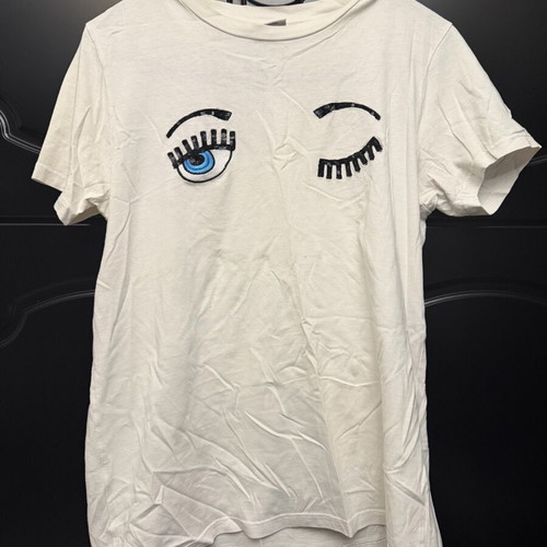 Chiara Ferragni T Shirt with Sequins like new, white, size S