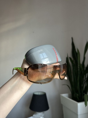 Vintage Prada sunglasses used, beige frames with scratches