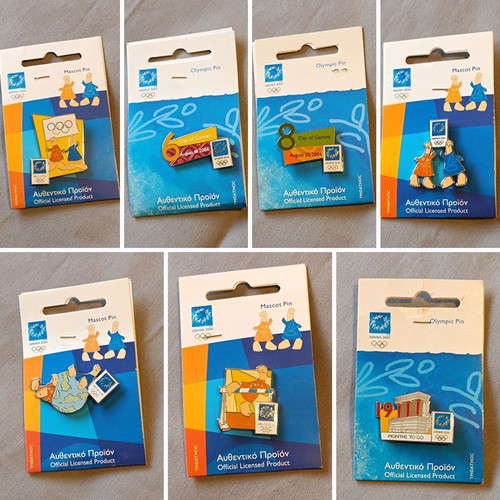 Athens 2004 Olympic Games Collectible Set like new, 7 pins, tickets, mousepad