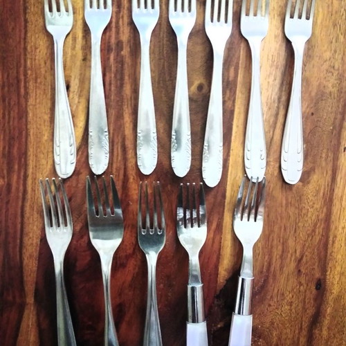 Stainless Steel Forks used, set of 12 with different designs
