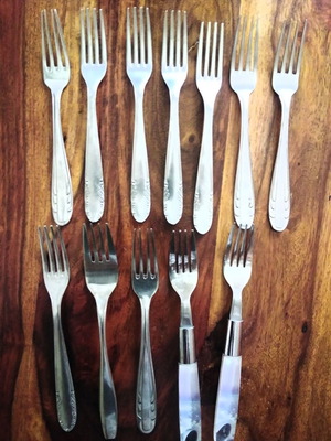 Stainless Steel Forks used, set of 12 with different designs