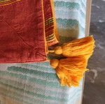Tablecloth with decorative tassels used, cotton 1.73m x 1.33m