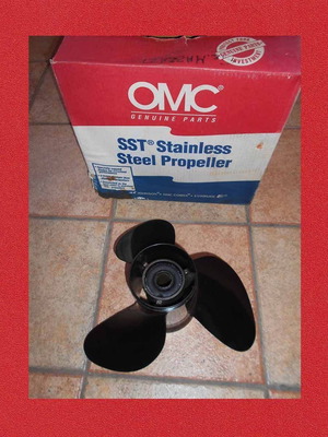 Προπέλα Μηχανής Σκάφους από Ανοξείδωτο Ατσάλι Μαύρη OMC Καινούργια, Βήμα 19"