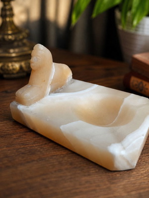 Vintage Onyx Ashtray with Egyptian Sphinx used
