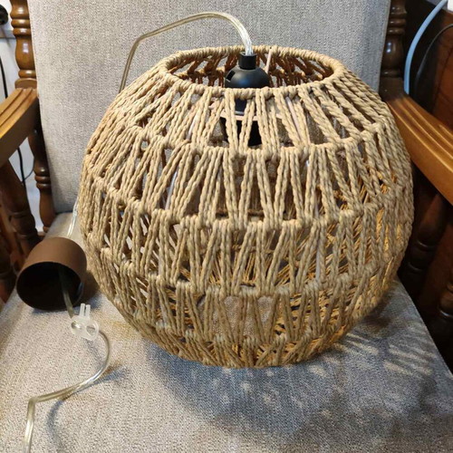 Gallis Indi hanging lamps brown with rope like new, set of 2, 30 cm diameter