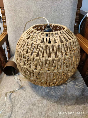 Gallis Indi hanging lamps brown with rope like new, set of 2, 30 cm diameter