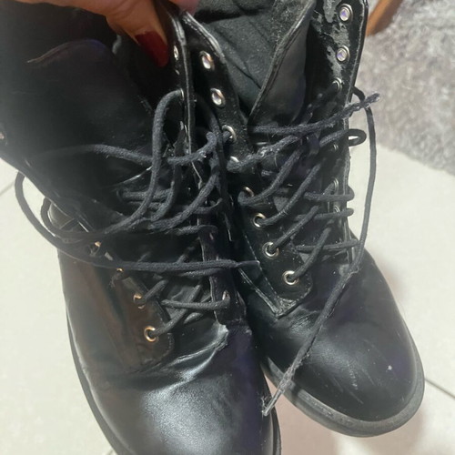 H&M Black Leather Ankle Boots Size 40 Used