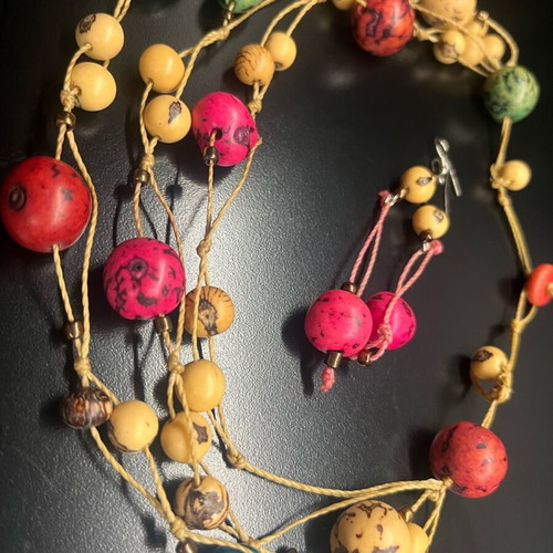 Handmade multi-layer ethnic necklace like new from natural seeds