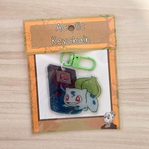 Pokemon Bulbasaur with GameBoy Green handmade keychain made to order