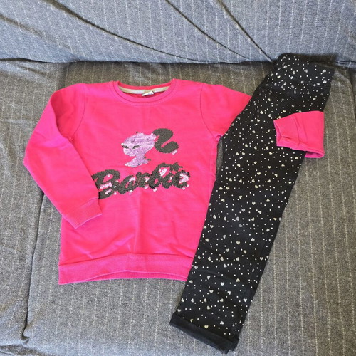 Girls' blouse and pants set, 4-6 years, black and pink