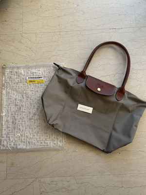 Longchamp Le Pliage τσάντα ώμου μεγάλο καινούργιο με ετικέτες γκρι καφέ