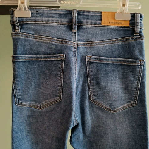 Stradivarius flare jeans used, high waist, blue, size 36