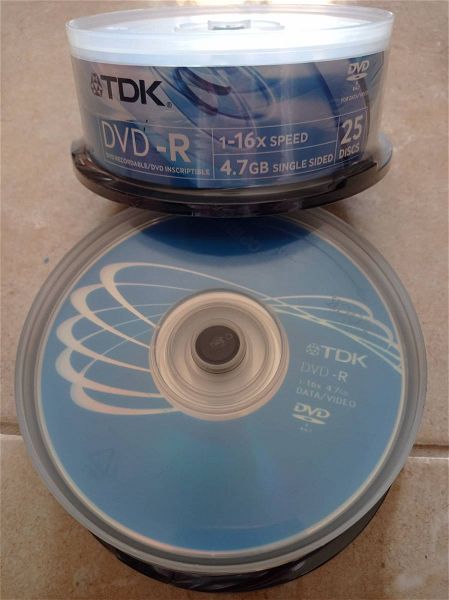  TDK DVD-R 4.7GB 16x Cakebox 25 DISCS sfragismena