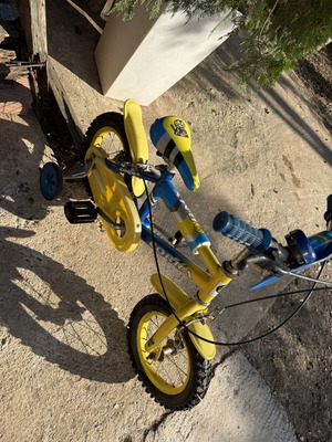Παιδικό BMX ποδήλατο μεταχειρισμένο, μπλε και κίτρινο με σχέδιο φιδιού