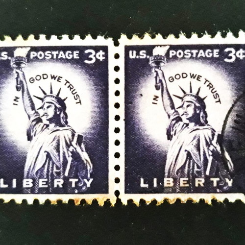 Σφραγίδες Liberty Series 1954, σαν καινούργιες, ζεύγος βαθύ βιολετί