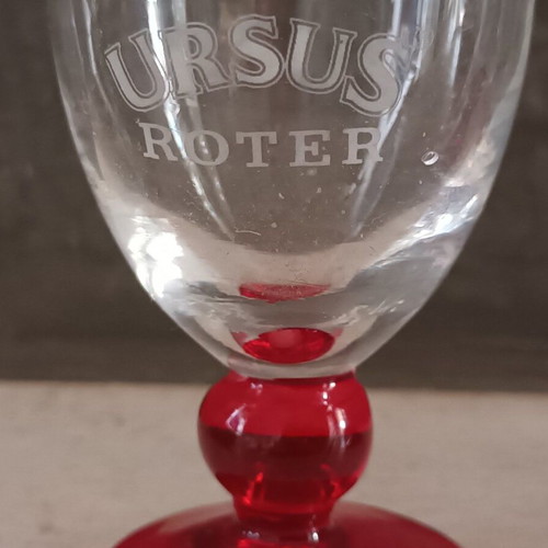 Set of 4 vintage promotional liqueur glasses Ursus Roter like new