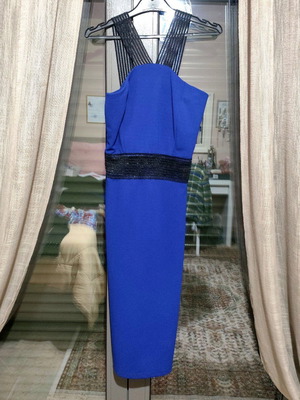 Hyper blue royal dress new with lace, size M