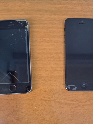Iphone 5 and Iphone 5s used, 16GB, with silicone cases