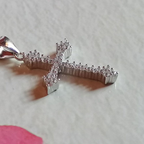 Silver 925 Cross with White Zircons new