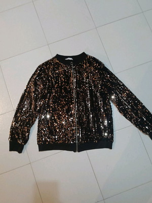 Cardigan with sequins like new, brown and gold