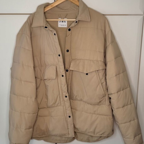 Zara XL beige men's jacket used, quilted light spring jacket