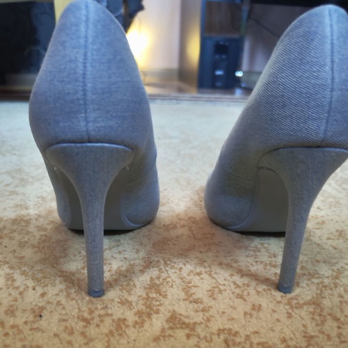 Jeans pumps, light blue, thin heel, size 37
