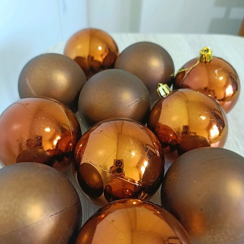 Christmas tree balls, 11 pieces, copper color like new