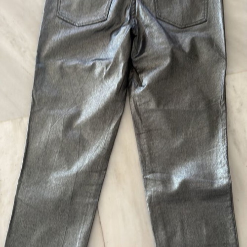 Slim jeans-style pants in silver metallic shade like new, size 42