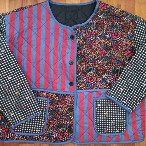 Patchwork quilted jacket colorful new one size
