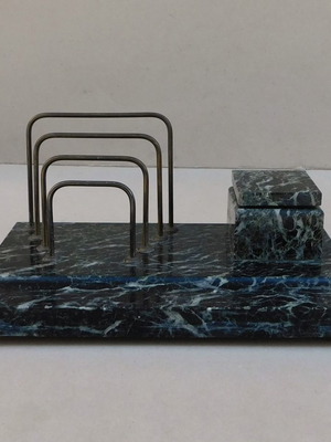 Art Deco marble inkwell and letter holder French about 100 years old