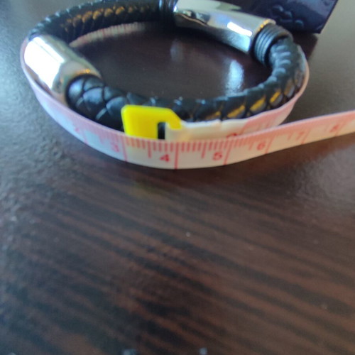 Zippo Steel Bar Braided Leather Men's Bracelet new, black