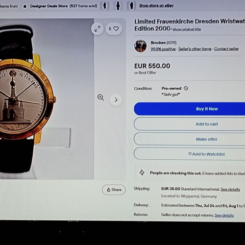 Sonderedition Frauenkirche Dresden wristwatch like new, leather strap