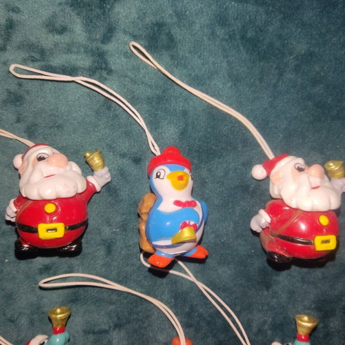 Kinder Surprise figures used, pack of 6 Christmas ornaments