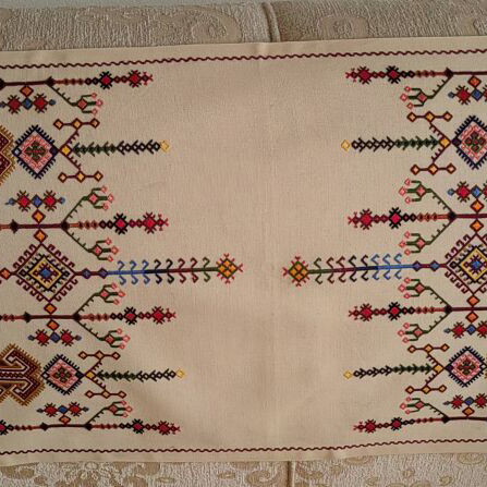 Handmade traditional Cretan beige table runner 44x107 cm